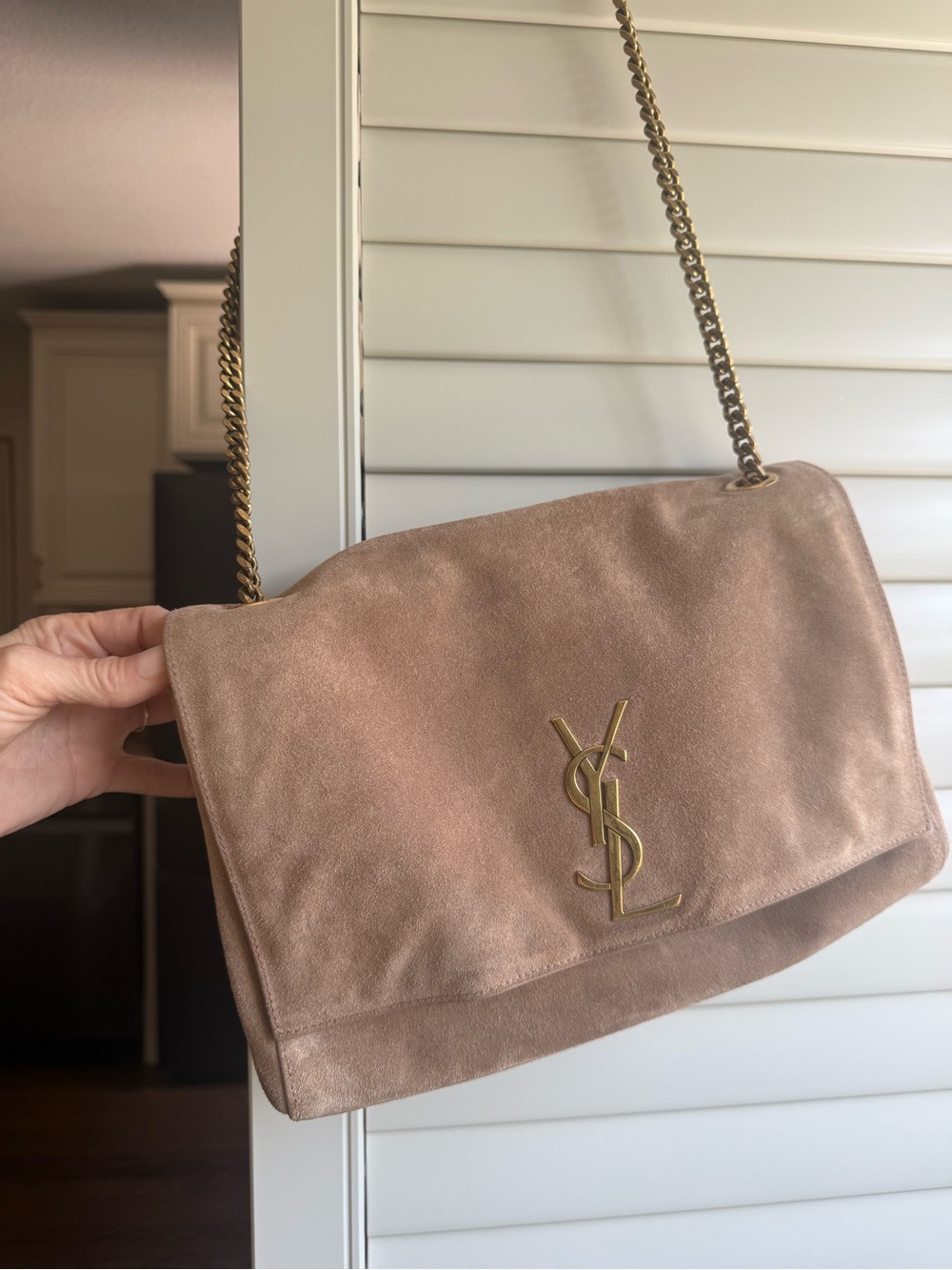 Authentic Saint Laurent Medium Kate Reversible Suede Leather Shoulder Bag Blush - Picture 4 of 16